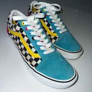 VANS Old Skool Checkerboard ‘Crazy Check’ Shoes Size 10 mens Blue Pink Yellow